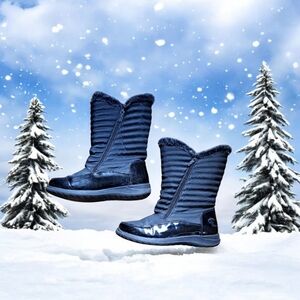 Black Winter Boots Size 9 Double Zip